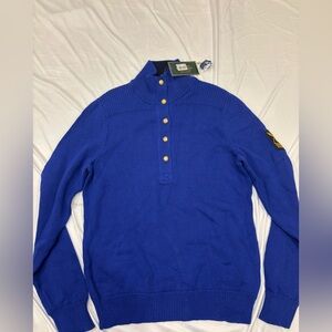 Vintage Ralph Lauren Lauren Men's Sweater Navy Blue Cotton